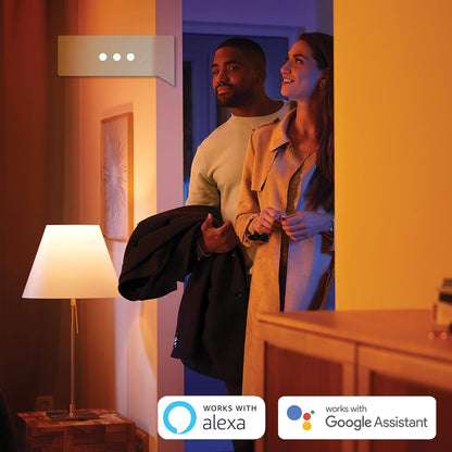 Philips Hue White Ambiance Buckram Spot 4 flg. schwarz 4x250lm inkl. Dimmschalter, dimmbar, alle Weißschattierungen, steuerbar via App, kompatibel mit Amazon Alexa (Echo, Echo Dot)