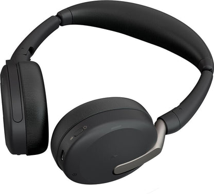 Jabra Evolve2 65 Flex MS USB-A Stereo Headset mit Wireless Charging Pad Link380a Schwarz 26699-999-989