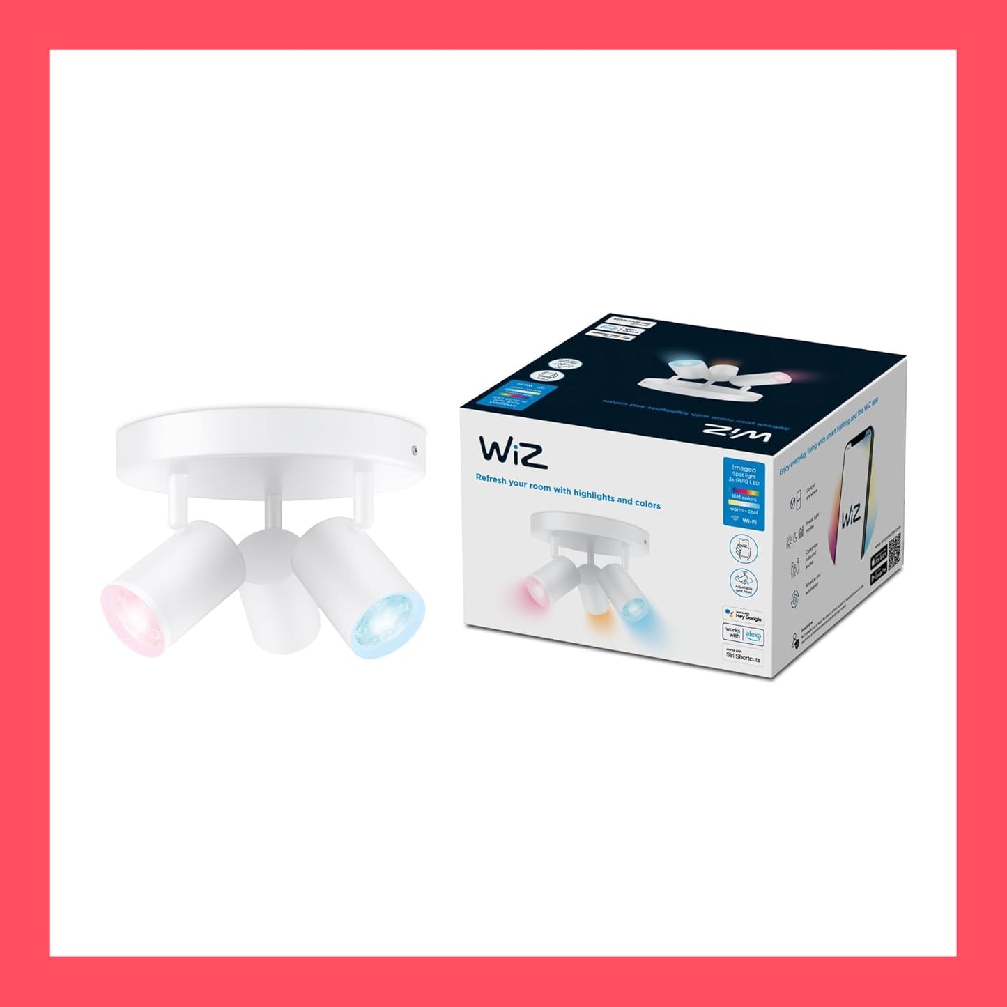 Wiz Imageo 3x einstellbarer LED Spot, runde Platte, 4,9W, 1034lm, 2200-6500K, weiß