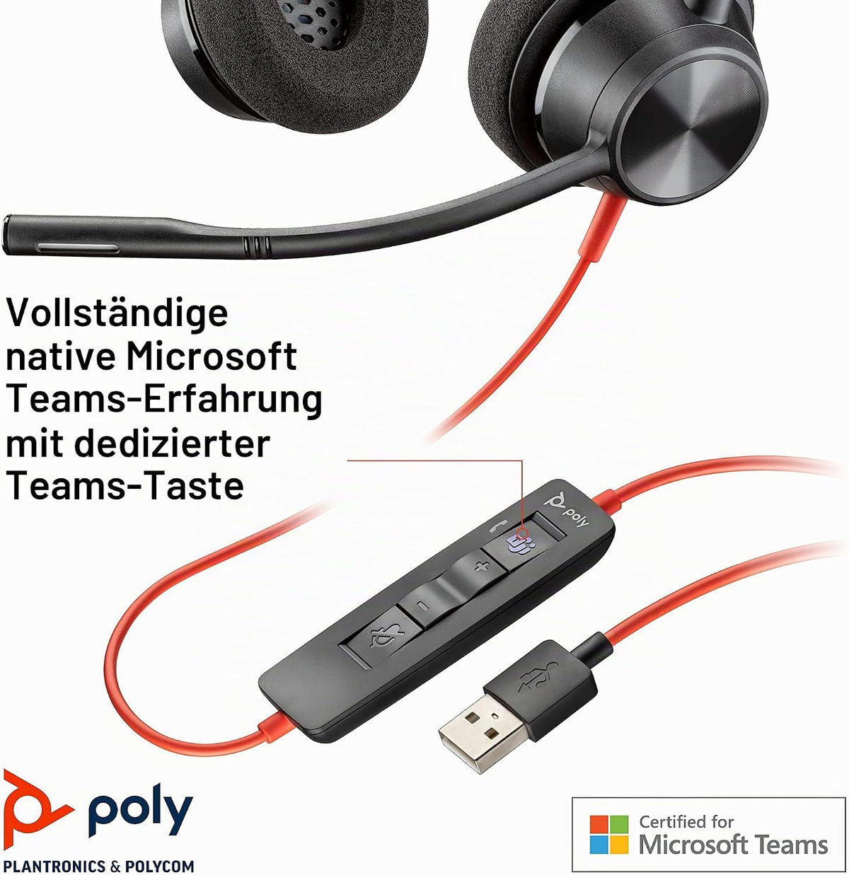 Poly Blackwire 3320 USB-A Stereo Headset BW3320-M