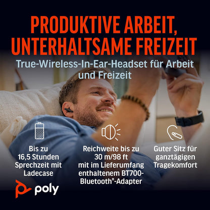 Poly Voyager Free 60+ UC MS Teams USB-A in Schwarz In Ear Kopfhörer 216066-01