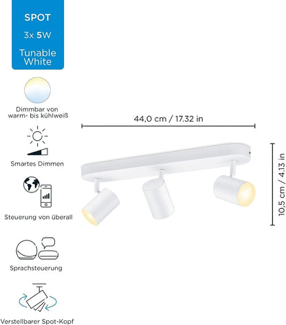 WIZ LED 3er Wand- und Deckenspot Deckenleuchte Wandleuchte Weiß 3x 5W
