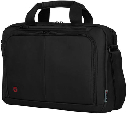 WENGER Source Laptop-Tasche zum Umhängen, Notebook bis 14 Zoll, Tabletfach bis 10 Zoll, Aktentasche, Organizer, 5 l, Damen Herren, Büro Business-Reisen Uni, Schwarz, 601064