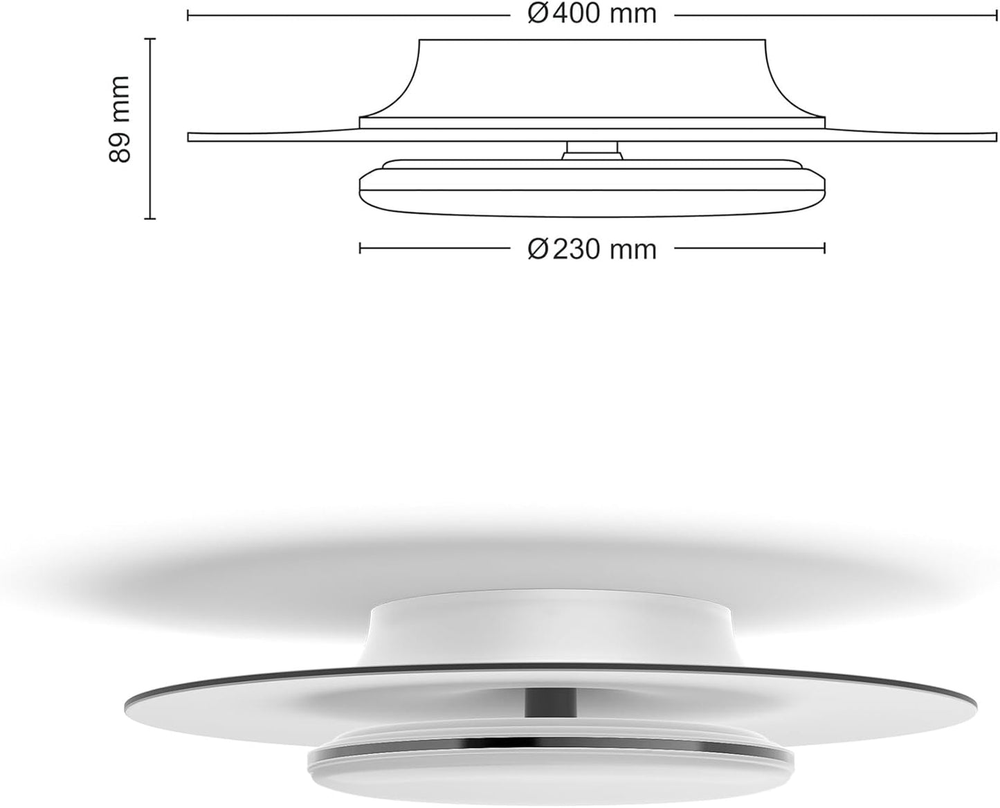 Philips LED SceneSwitch Garnet Deckenleuchte (30 W), LED Leuchte mit drei Dimmstufen und warmweißem Licht, LED Beleuchtung mit EyeComfort, schwarz