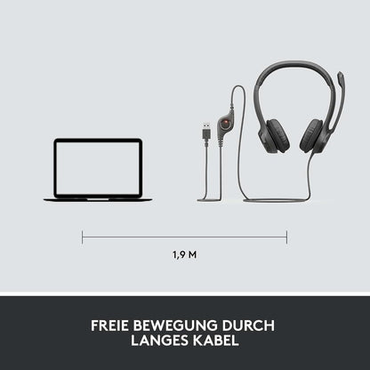 Logitech H390 USB-A Stereo-Headset Schwarz 981-000406