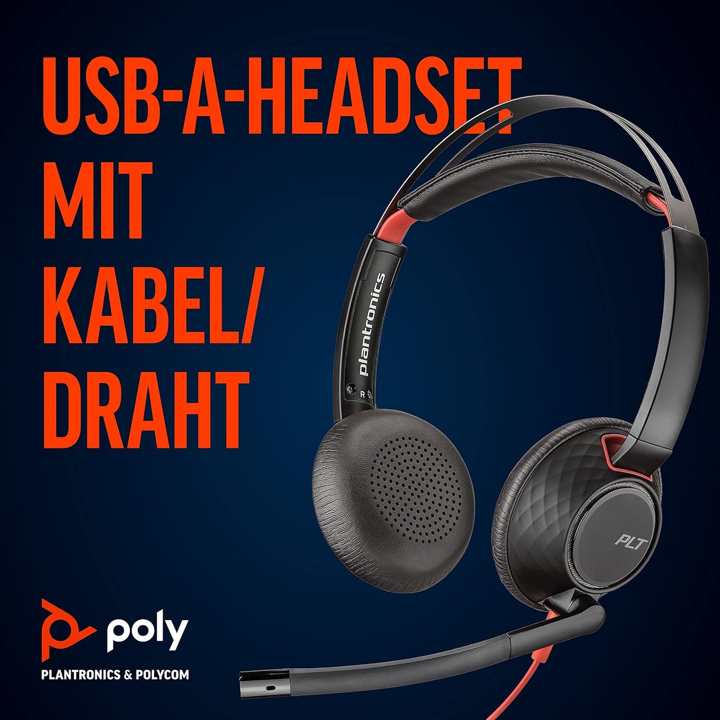 HP Poly Blackwire 5220 Stereo-Headset (USB-C + USB-A Adapter + 3,5 mm Klinke)