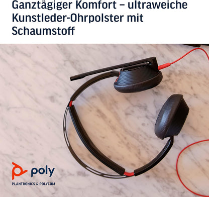 HP Poly Blackwire 5220 Stereo-Headset (USB-C + USB-A Adapter + 3,5 mm Klinke)