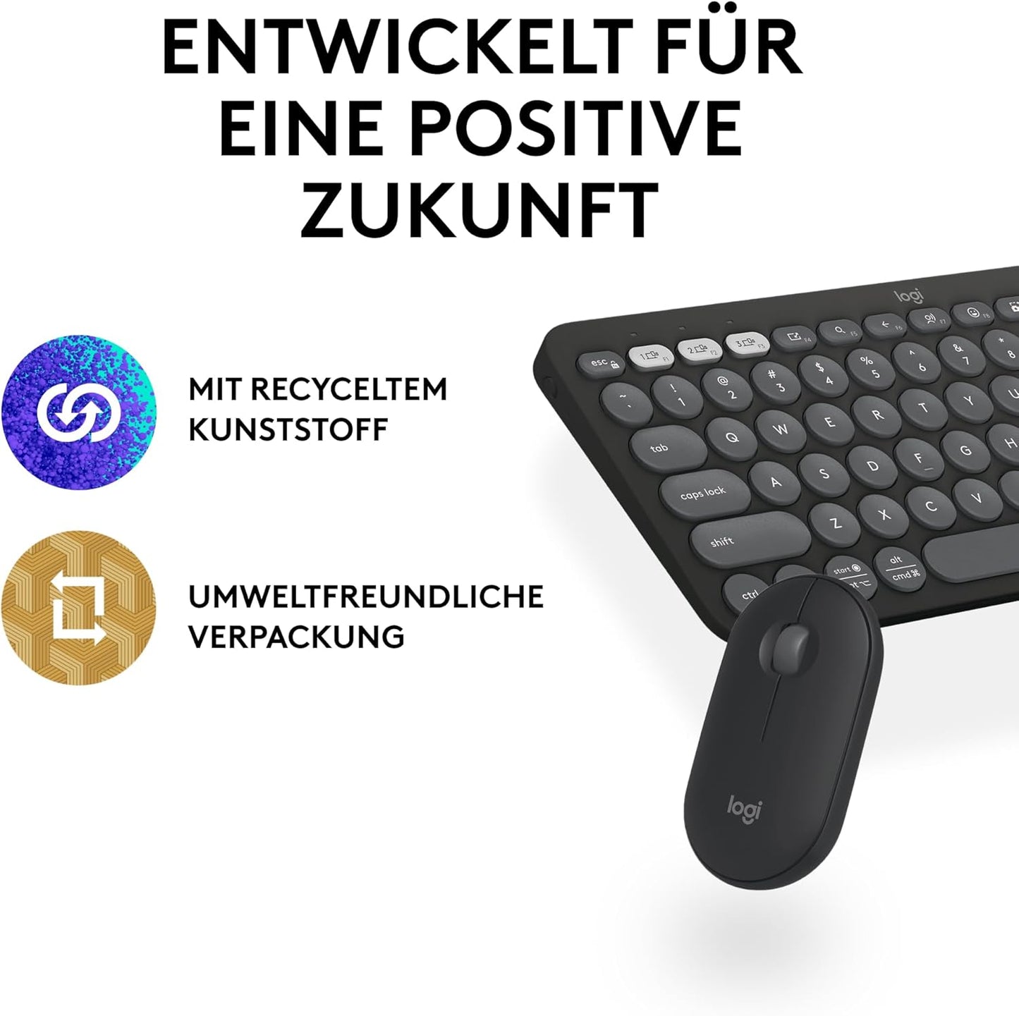 Logitech Pebble 2 Combo for Mac Graphite - Slim Bluetooth-Tastatur und -Maus für Mac 920-012208