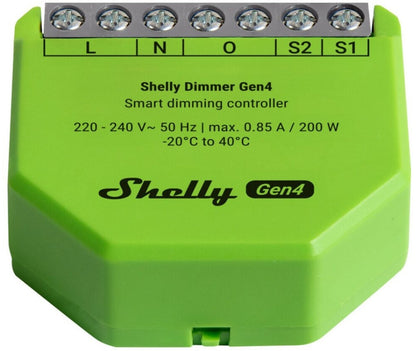 Shelly Dimmer Gen4 - WLAN Smart Dimmer, Matter-Zertifiziert, Dimmbare Lichter, Zigbee Lichtschalter, LED-Streifen, Zeitschaltuhr, Kein Neutralleiter, Kein Hub Еrforderlich, Alexa, Google & HomeKit