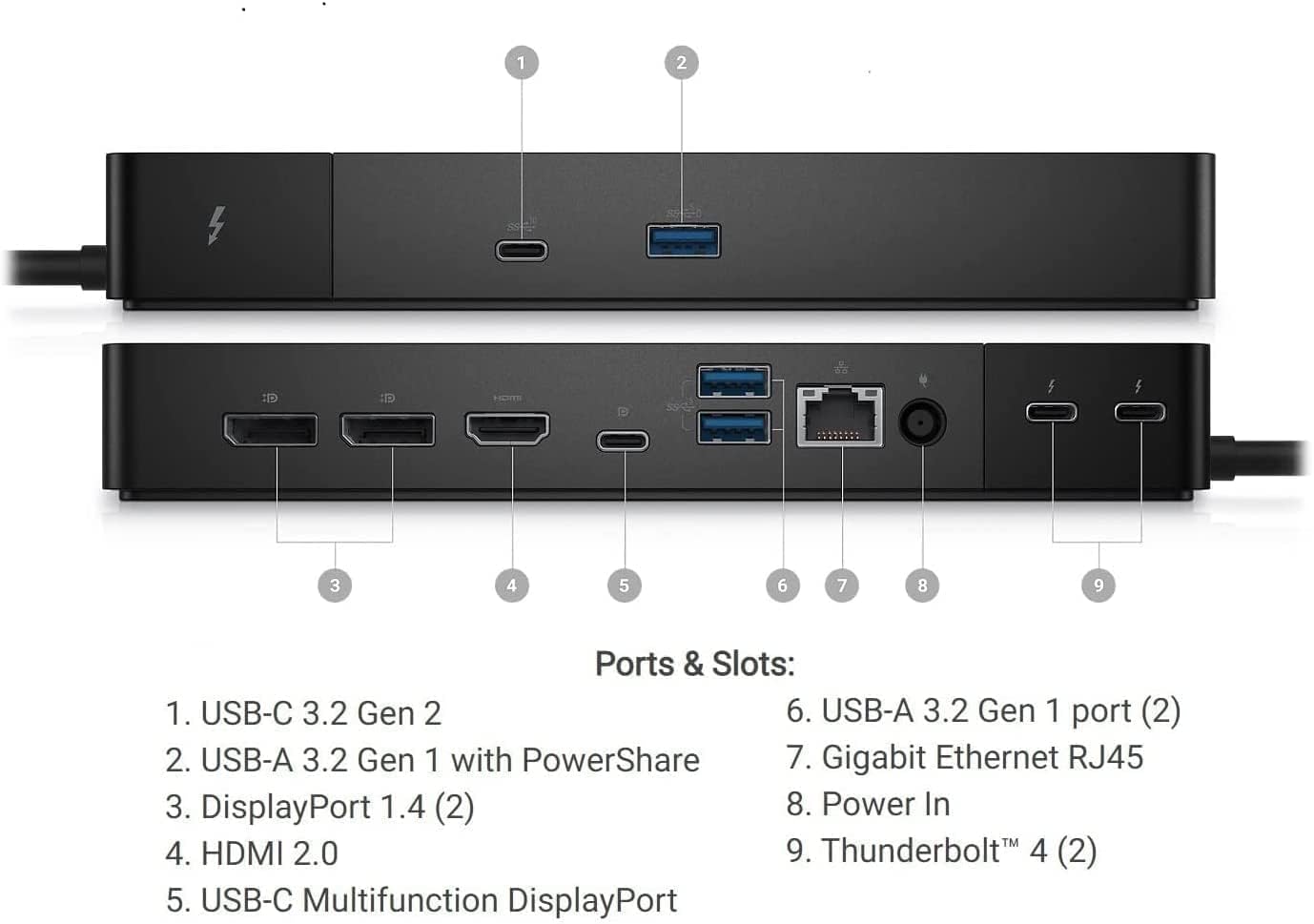 Dell WD22TB4 Thunderbolt 4 Dockingstation  - OHNE Netzteil - Generalüberholt