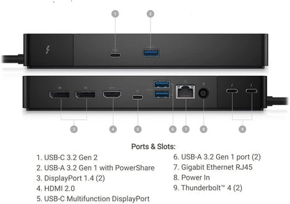 Dell WD22TB4 Thunderbolt 4 Dockingstation  - OHNE Netzteil - Generalüberholt