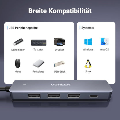 UGREEN USB 3.0 Hub 3 x USB 3.0 + 1 x USB-C Ports 5Gbps  USB Hub CM219