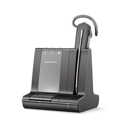 Plantronics Savi W8240-M DECT-Mono Headset konvertibel, mit Basisstation, Überkopfbügel + Nackenbügel und Ohrhaken, SoundGuard, Skype for Business, Schwarz