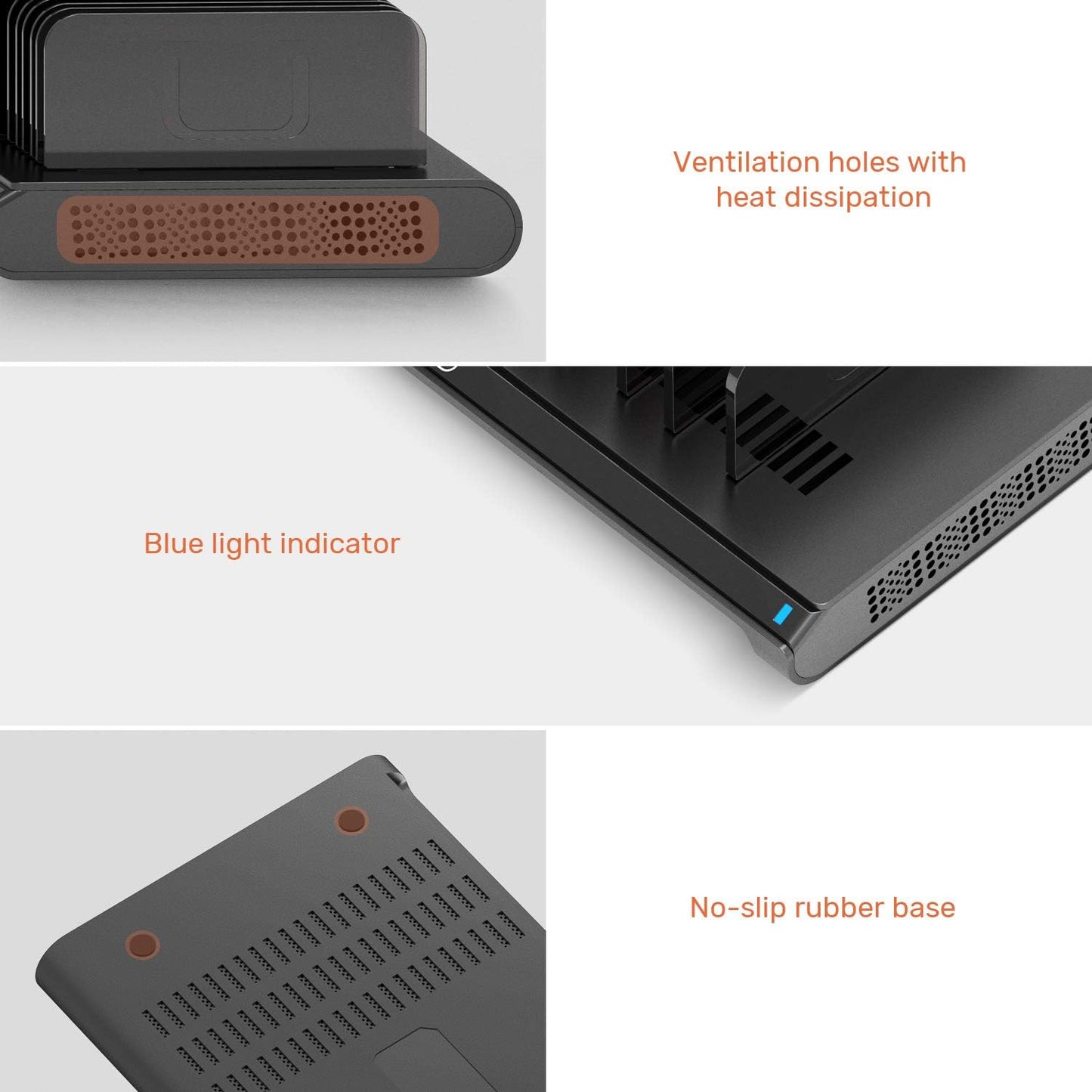 Alxum 60W USB Multiport Schnellladestation 10 Ports USB-A Ladestation für Handy, Tablet