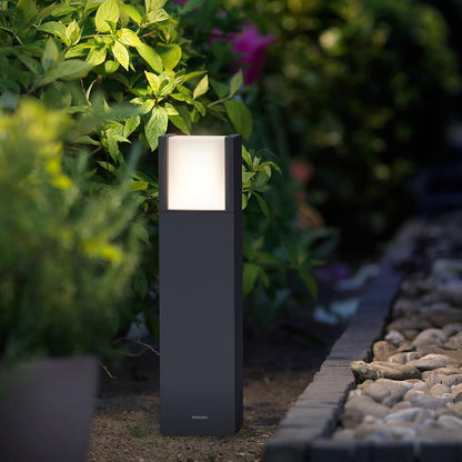 Philips Arbour Sockelleuchten für den Außenbereich, 3,8 W, 3000 K, warmweiß, wasserfest, anthrazit, IP44 wetterfest [Energieklasse A]