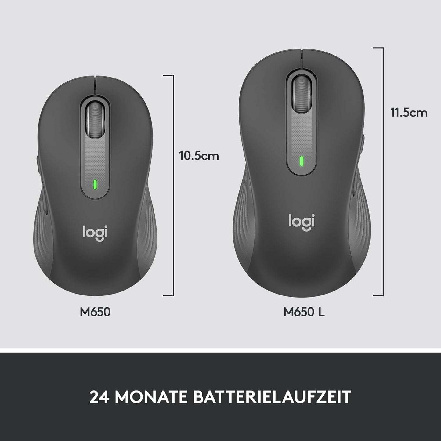 Logitech Signature M650 for Business Kabellose Maus, Leise Klicks, Anpassbare Seitentasten, Bluetooth, Kompatibilität mit mehreren Geräten - Grau