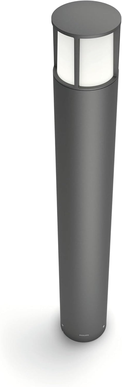 Philips myGarden Outdoor Wegeleuchte Stock, 6 W, 2700 K Warmweiß, wasserfest, anthrazit, IP44 wetterfest, Grau