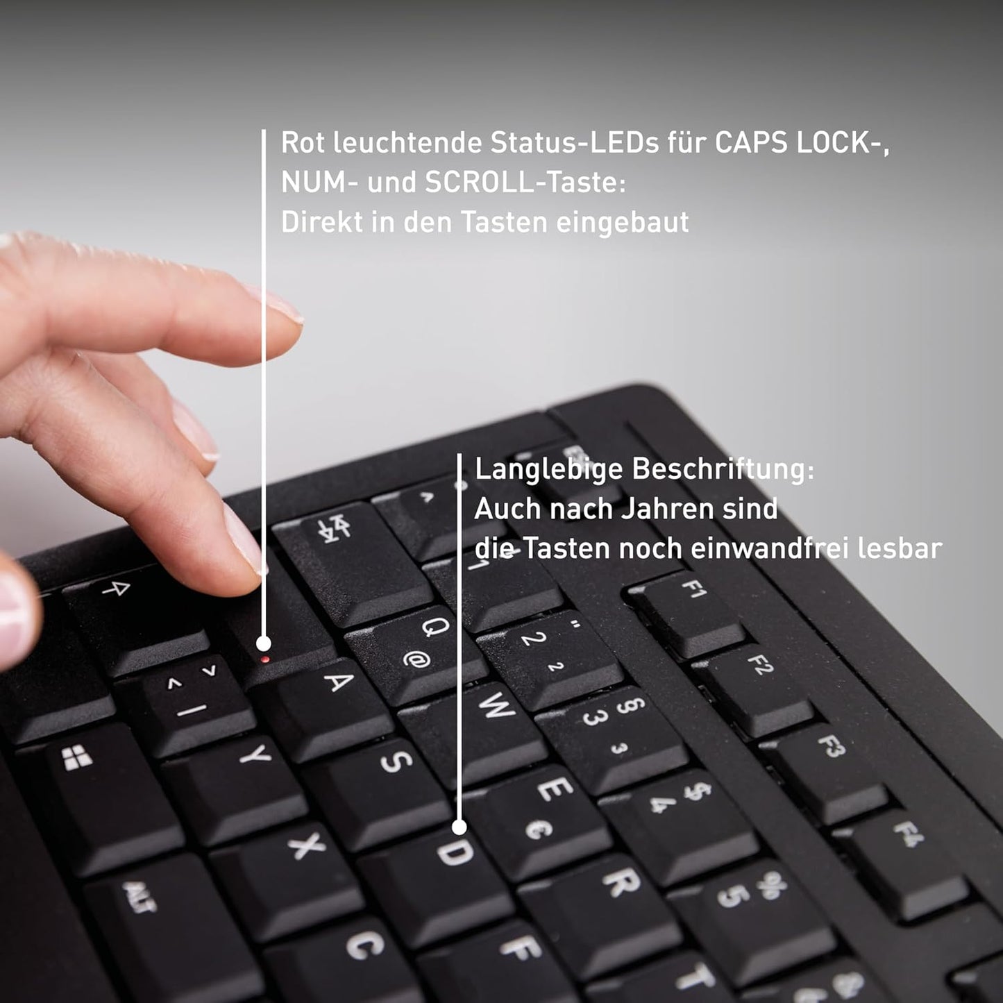 CHERRY Stream Keyboard, Kabelgebundene Tastatur, UK-Layout (QWERTY), Flüsterleiser Tastenanschlag, Einzigartiges Tippgefühl, Flaches Design, Schwarz