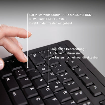 CHERRY Stream Keyboard, Kabelgebundene Tastatur, UK-Layout (QWERTY), Flüsterleiser Tastenanschlag, Einzigartiges Tippgefühl, Flaches Design, Schwarz