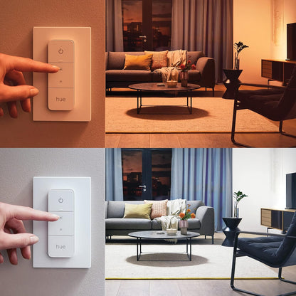 Philips Hue White Ambiance Buckram Spot 4 flg. schwarz 4x250lm inkl. Dimmschalter, dimmbar, alle Weißschattierungen, steuerbar via App, kompatibel mit Amazon Alexa (Echo, Echo Dot)