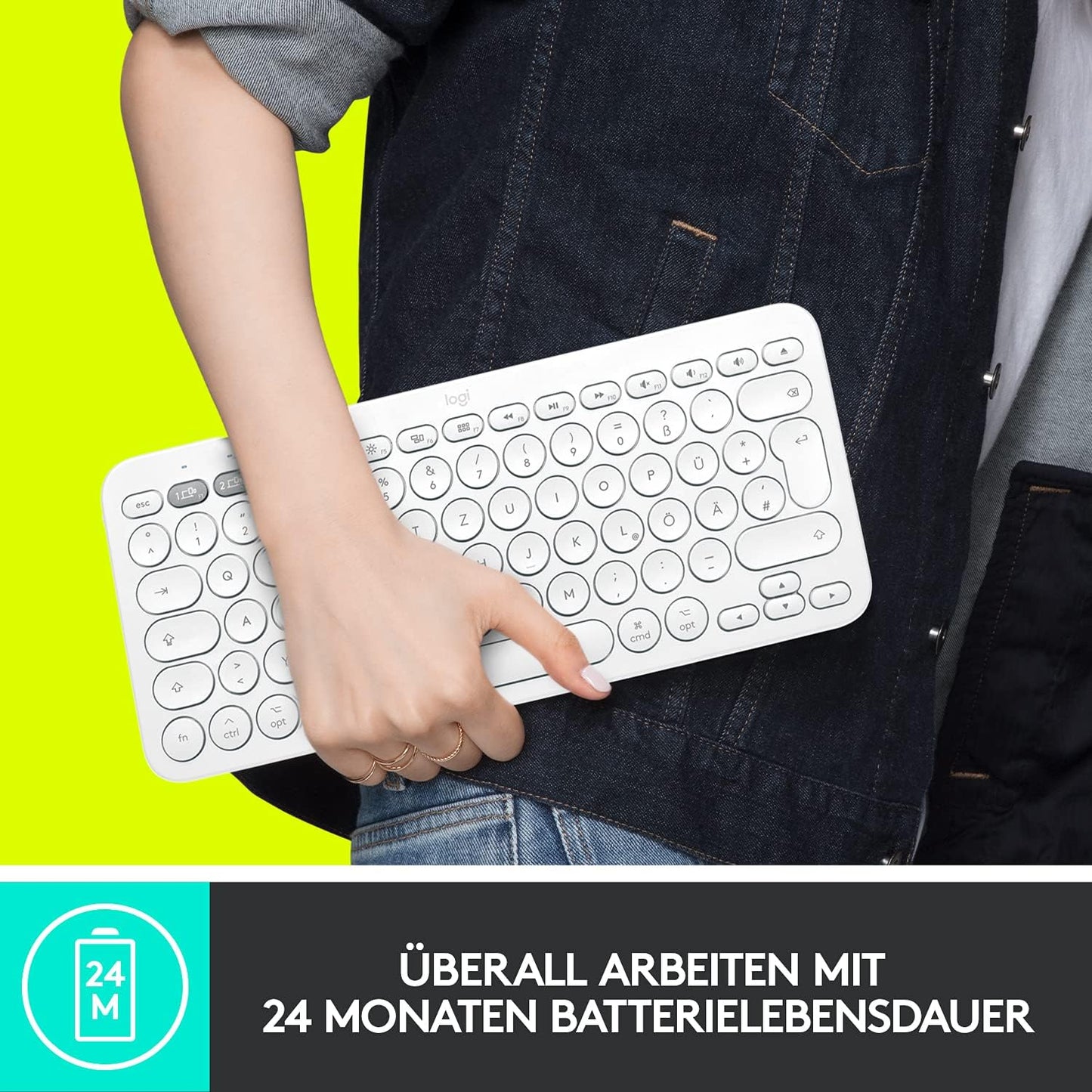 Logitech K380 wireless Tastatur in Weiß für Mac mit Deutschem/Schweizer QWERTZ Layout