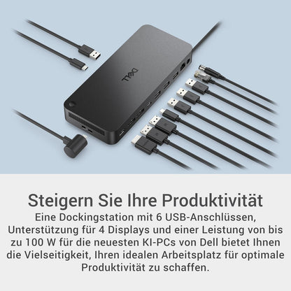 Dell Pro Dock WD25 USB-C-Dockingstation mit 100W Ladeleistung inkl. 130W Netzteil