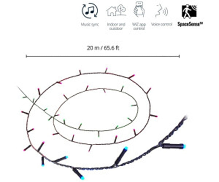 WIZ Smart Fairy Light Color 20m - Lichterkette mit 160 LEDs, 16 Mio. Farben - App Steuerung, 9290041012