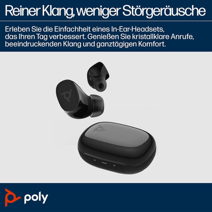 Poly Voyager Free 20 - True Wireless-Kopfhörer mit Mikrofon - im Ohr - Bluetooth - aktive Rauschunterdrückung - Schwarz