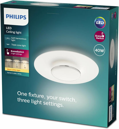 PHILIPS LED Deckenleuchte Garnet Weiß 40W 4200lm 2700K Scene Switch weiß