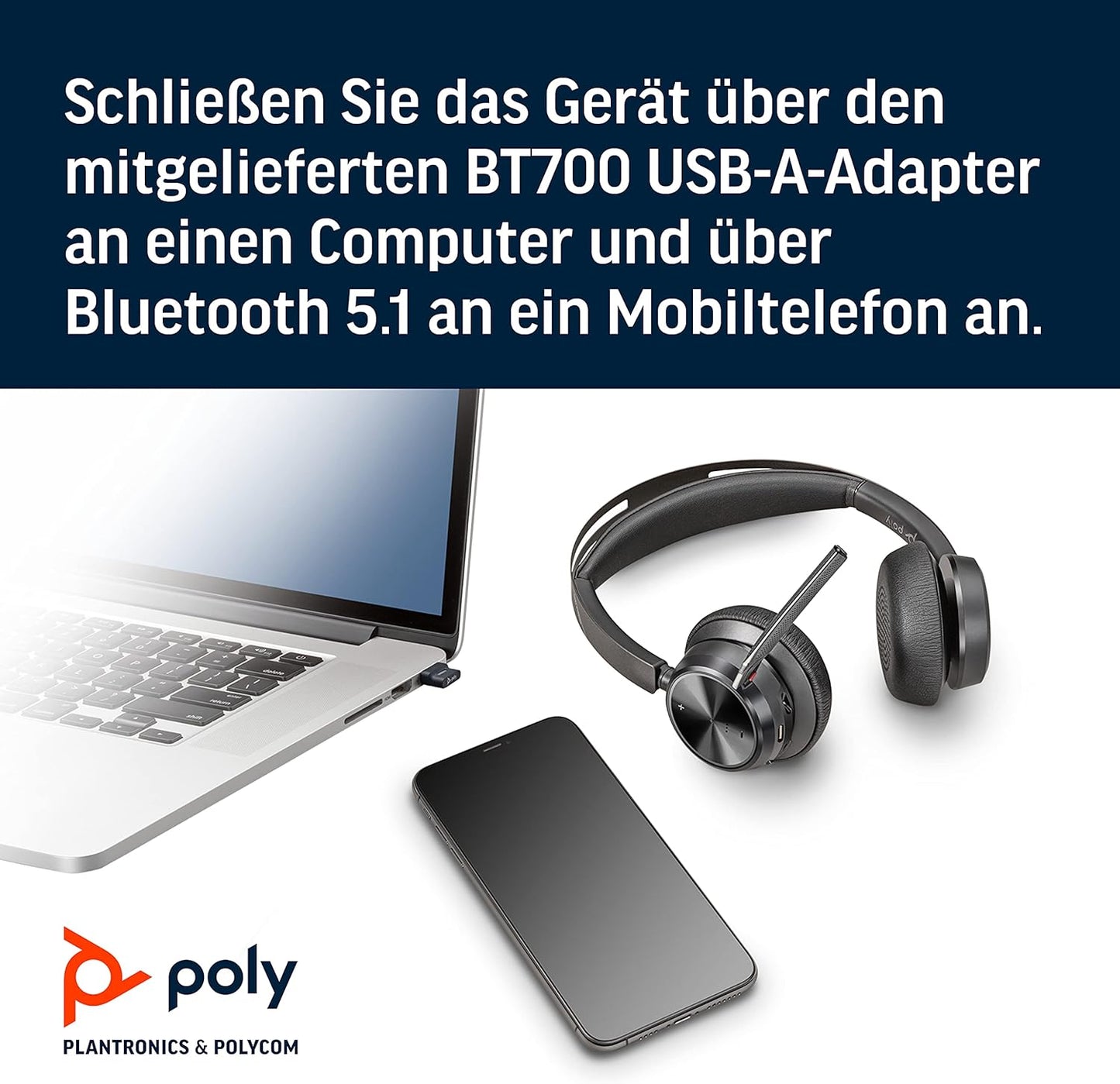 Plantronics Poly Voyager Focus 2 UC MS USB-A Stereo Headset 213726-02