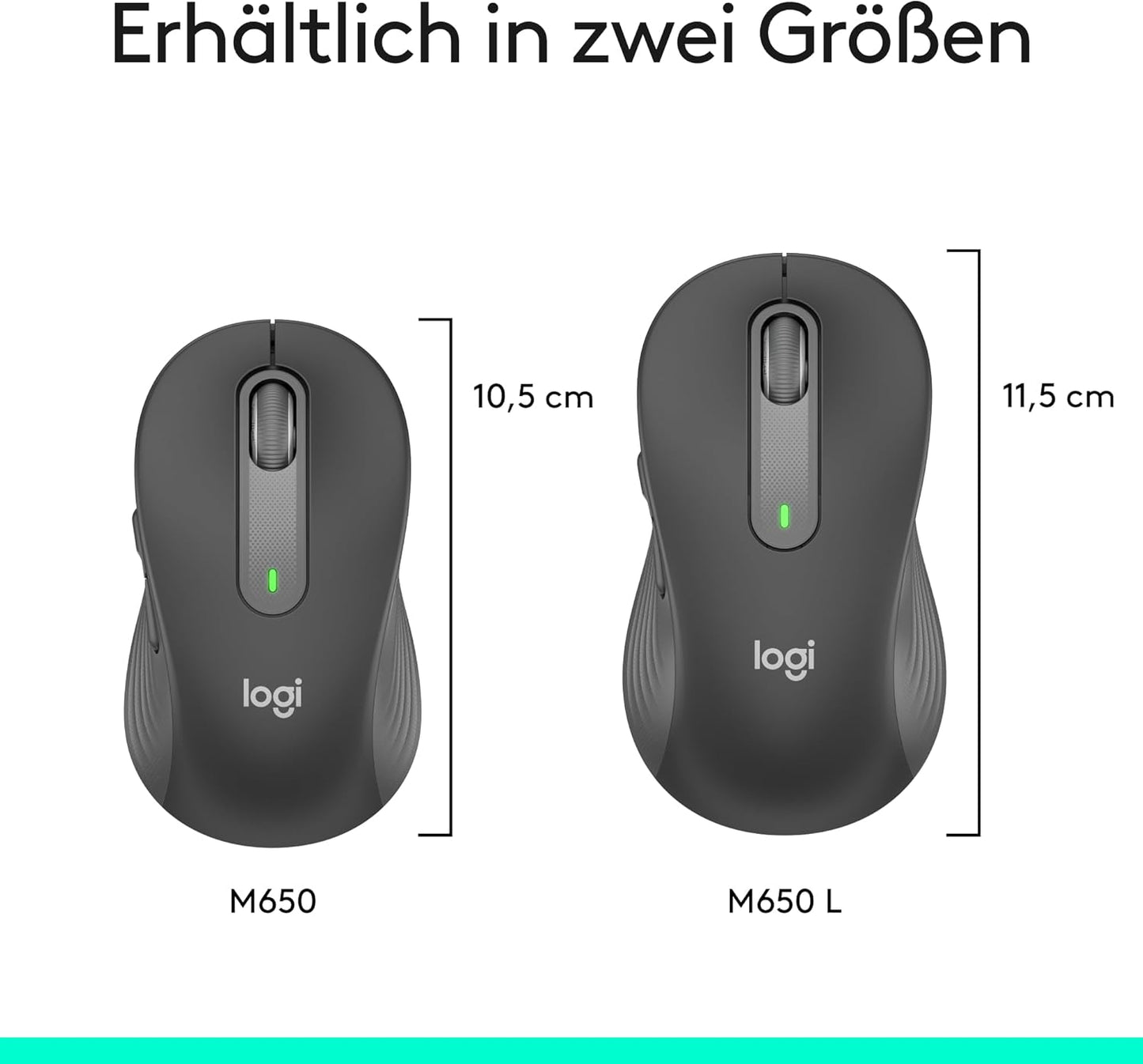 Logitech Signature M650 L Kabellose Maus - für große Hände, Leise Klicks, Anpassbare Seitentasten, Bluetooth, Kompatibilität mit mehreren Geräten - Graphit