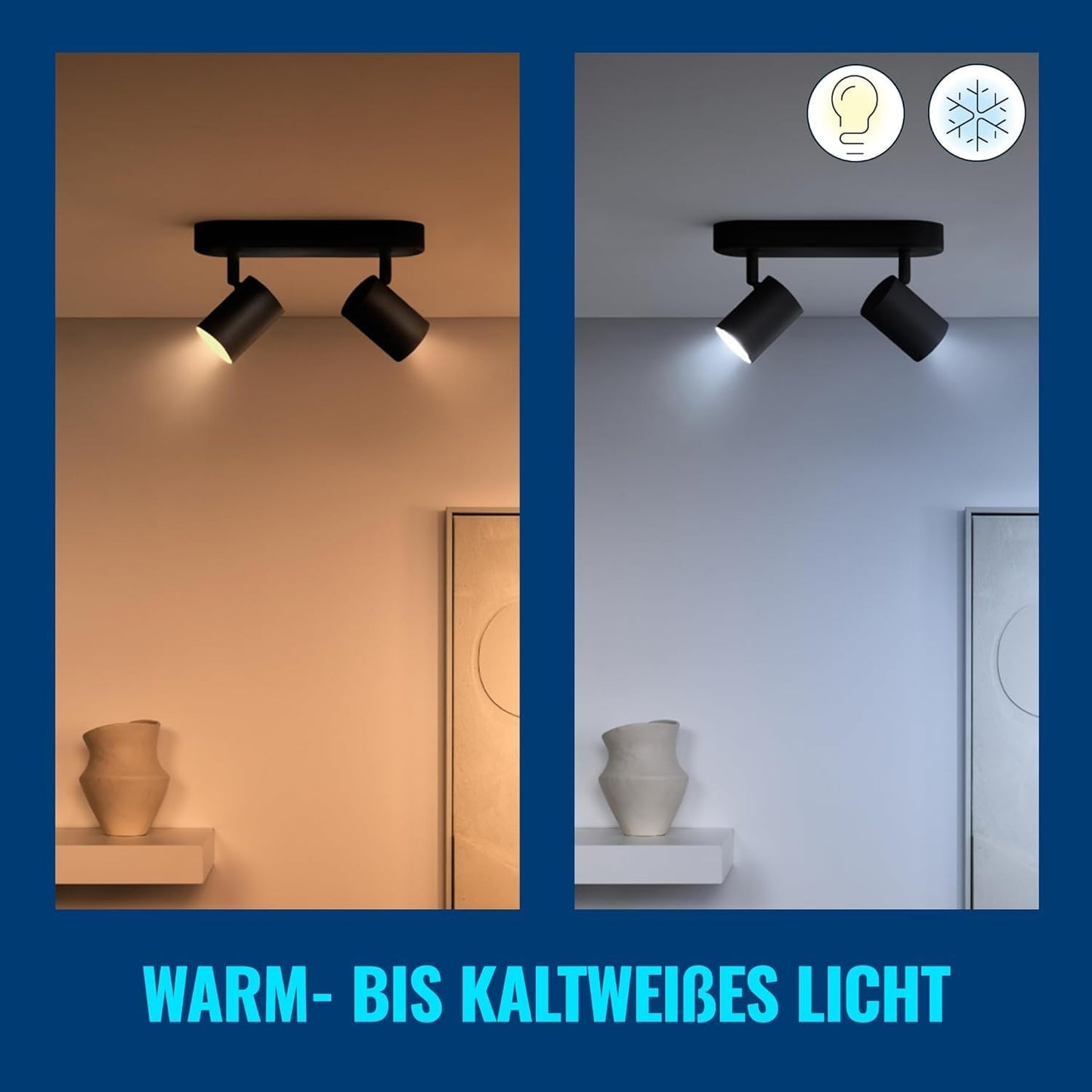WIZ LED 2er Wand- und Deckenspot Deckenleuchte Wandleuchte Schwarz 2x 5W