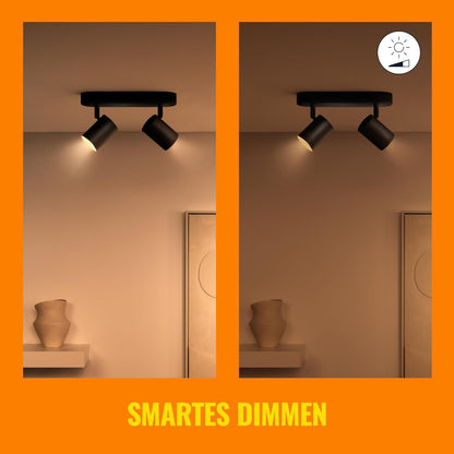 WIZ LED 2er Wand- und Deckenspot Deckenleuchte Wandleuchte Schwarz 2x 5W