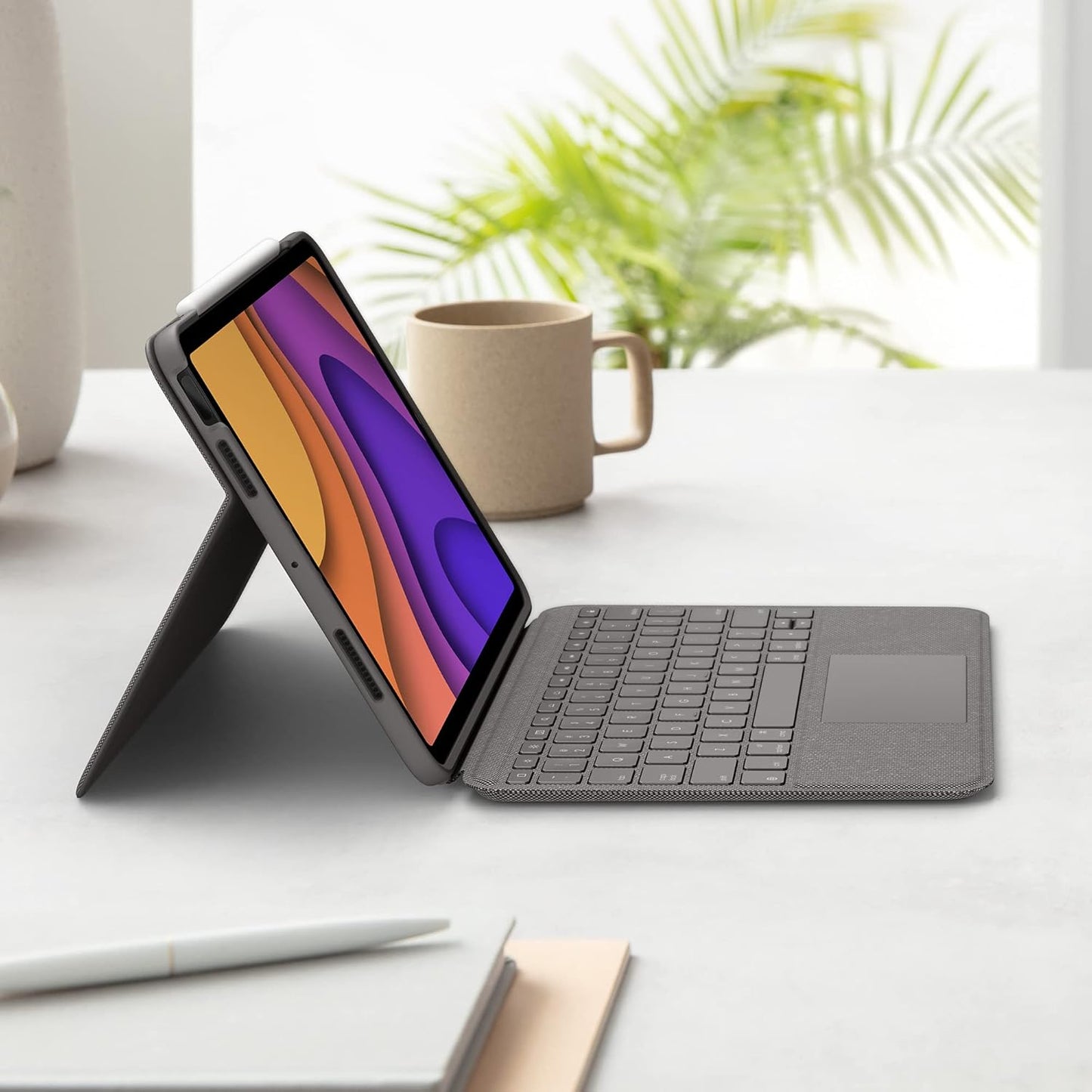 Logitech Folio Touch iPad Hülle Tastatur für iPad Air 4. Gen 5. Gen 2020, 2022, Italienisches QWERTY-Layout - Grau