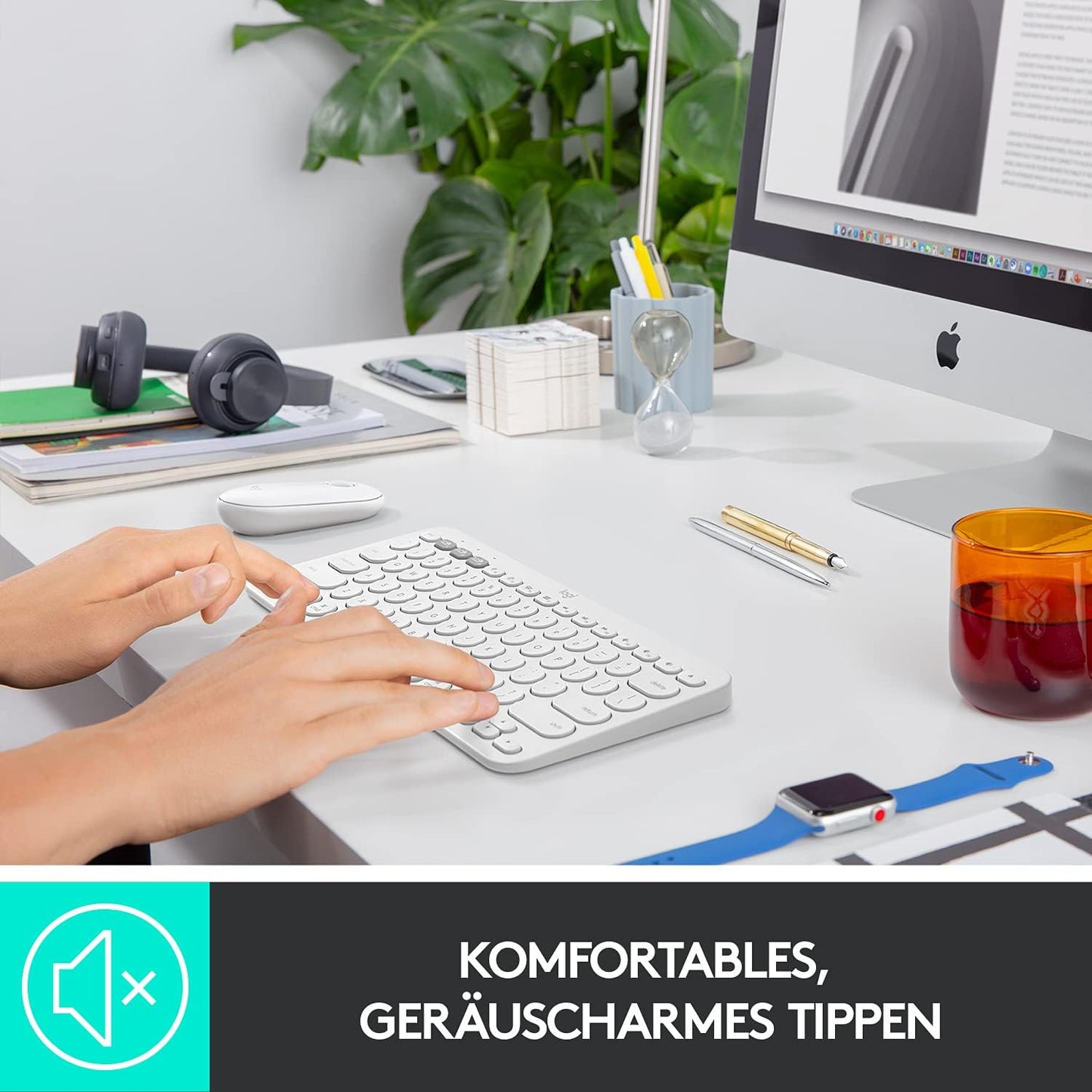 Logitech K380 wireless Tastatur in Weiß für Mac mit Deutschem/Schweizer QWERTZ Layout