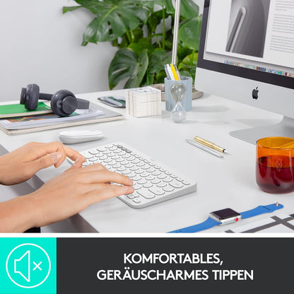 Logitech K380 wireless Tastatur in Weiß für Mac mit Deutschem/Schweizer QWERTZ Layout