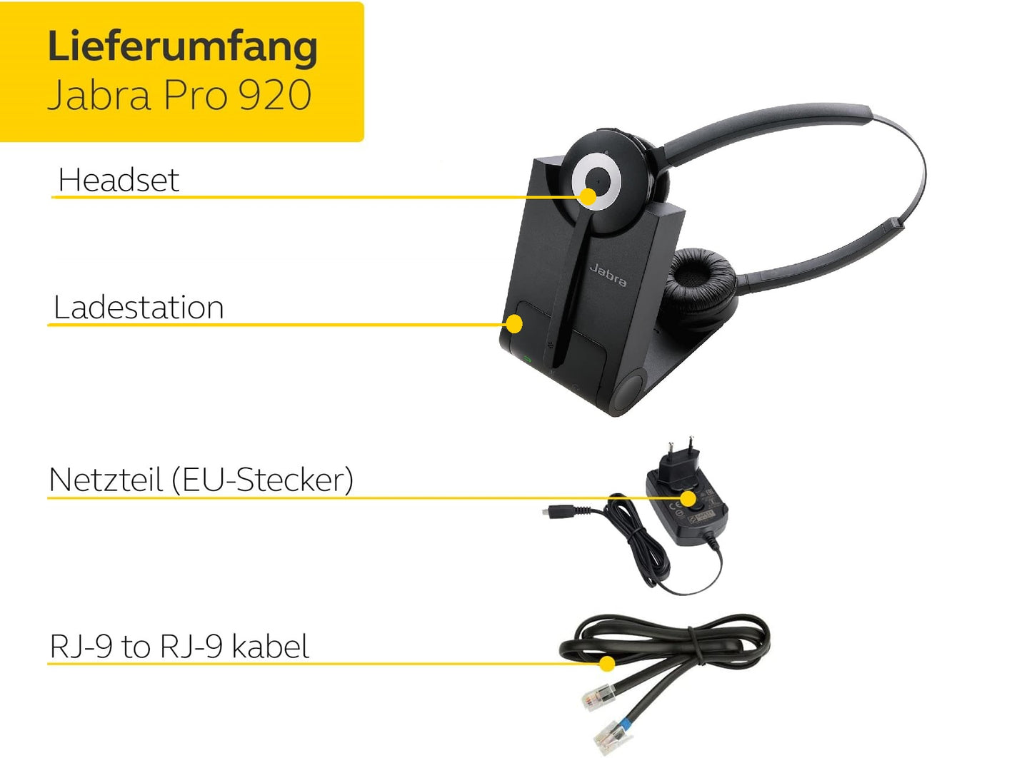 Jabra Pro 920 Duo – Professionelles kabelloses DECT-Headset für Festnetztelefone 920-29-508-101