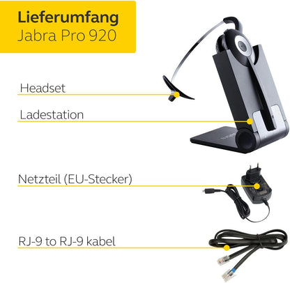 Jabra Pro 920 Mono – Professionelles kabelloses DECT-Headset für Festnetztelefone 920-25-508-101
