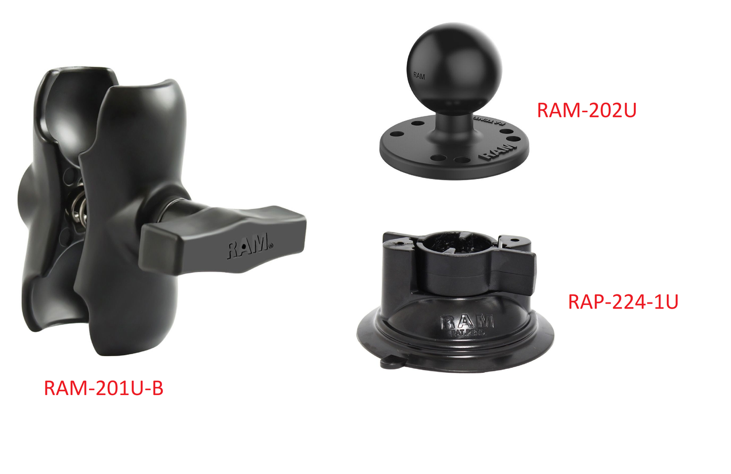 RAM MOUNTS Verbindungsarm / Kugel mit Basisplatte / Saugfuss - Gebraucht