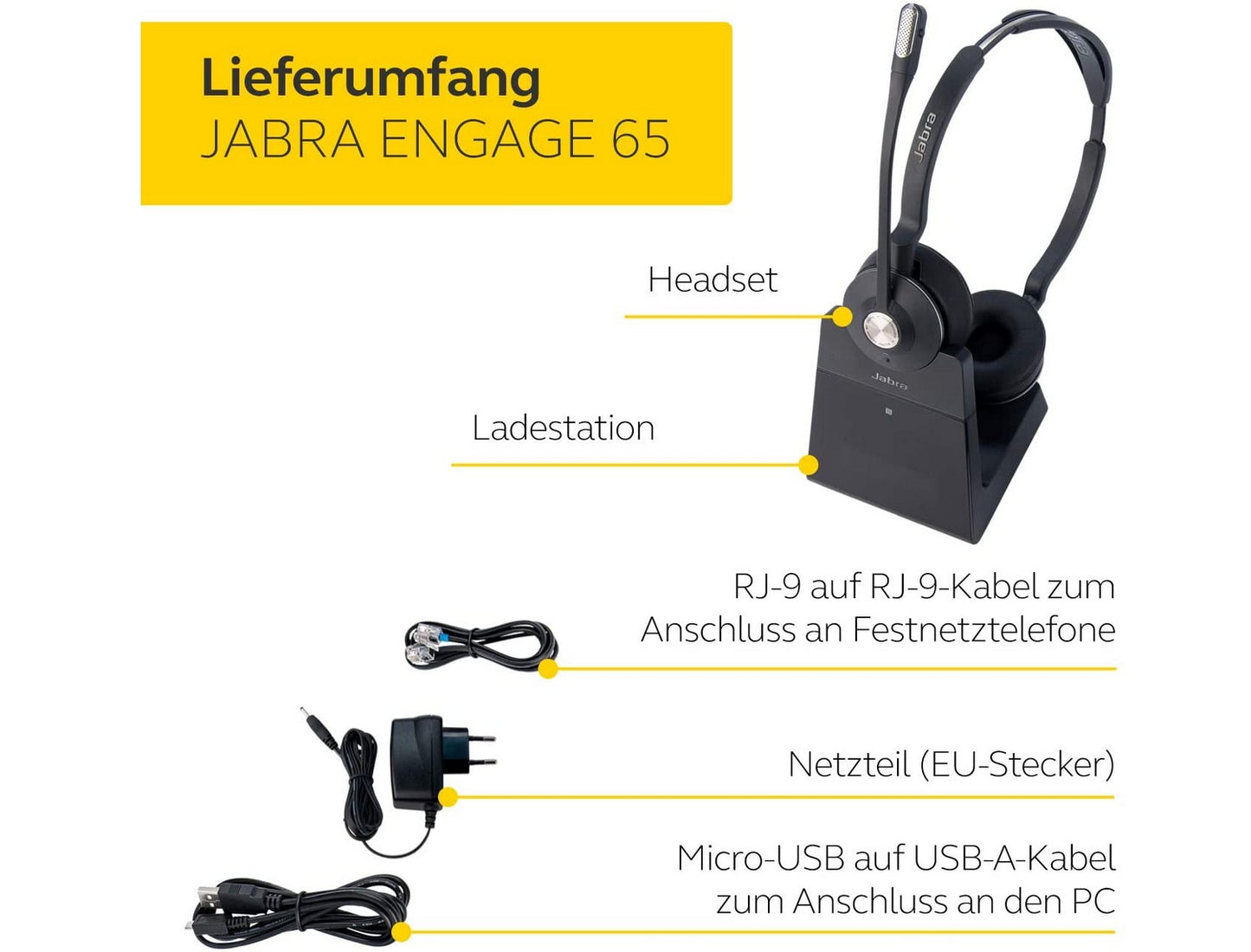 Jabra Engage 65 Stereo On-Ear Dect Headset mit Basisstation 9559-553-111