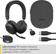 Jabra Evolve2 75 MS Stereo USB-C Headset mit Ladestation Link380c Schwarz 27599-999-889
